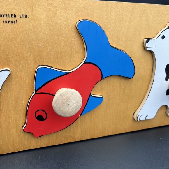 21" Wooden Animal Puzzle w/ Knob Peg Handles 1997 Doron Layeled First Puzzle - Picture 5 of 9